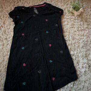 White Stag vintage style pop, art sleepwear Black Dress with Heart Accents